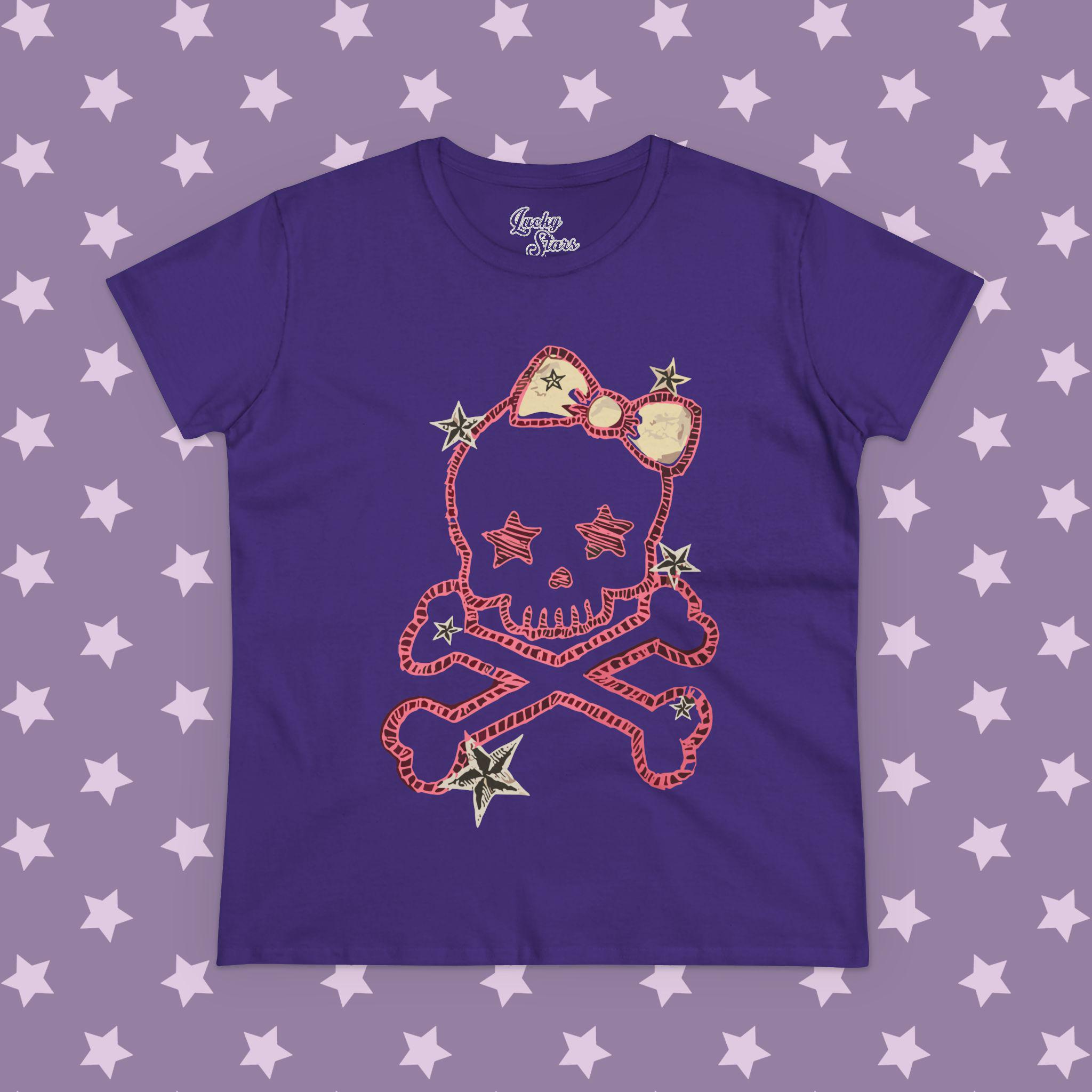 Cute Skull Punk Tee - Skeleton Crossbones Y2K Tshirt - 2000's