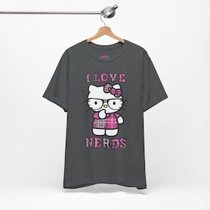 Nerdy Hello kitty Shirt - I LOVE NERDS 2000's Vintage - Emo Scene Style T-shirt image 1