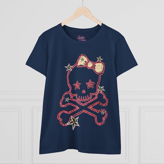Cute Skull Punk Tee - Skeleton Crossbones Y2K Tshirt - 2000's