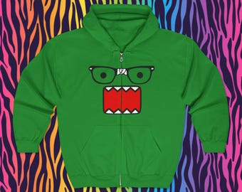 Emo Scene Y2k Fashion Hoodie - Unisex Domo Kun Zip up Sweatshirt
