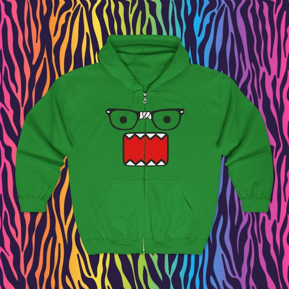 Emo Scene Y2k Fashion Hoodie - Unisex Domo Kun Zip up Sweatshirt