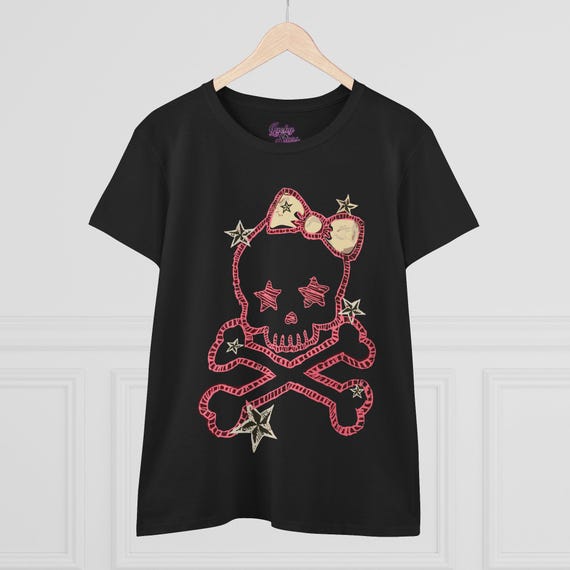 Cute Skull Punk Tee - Skeleton Crossbones Y2K Tshirt - 2000's