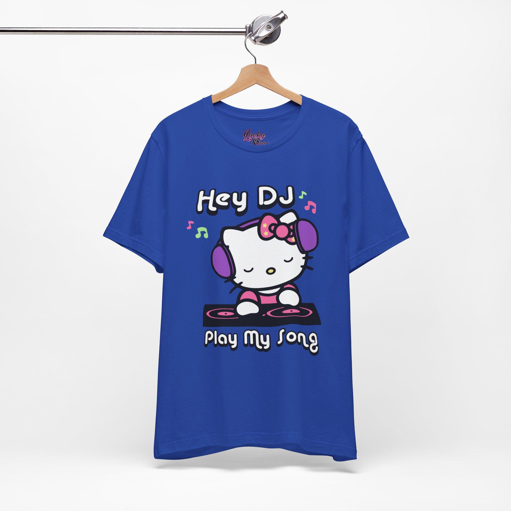 Hey DJ Play My Song Hello Kitty Tee - Unisex Sanrio Scene Emo