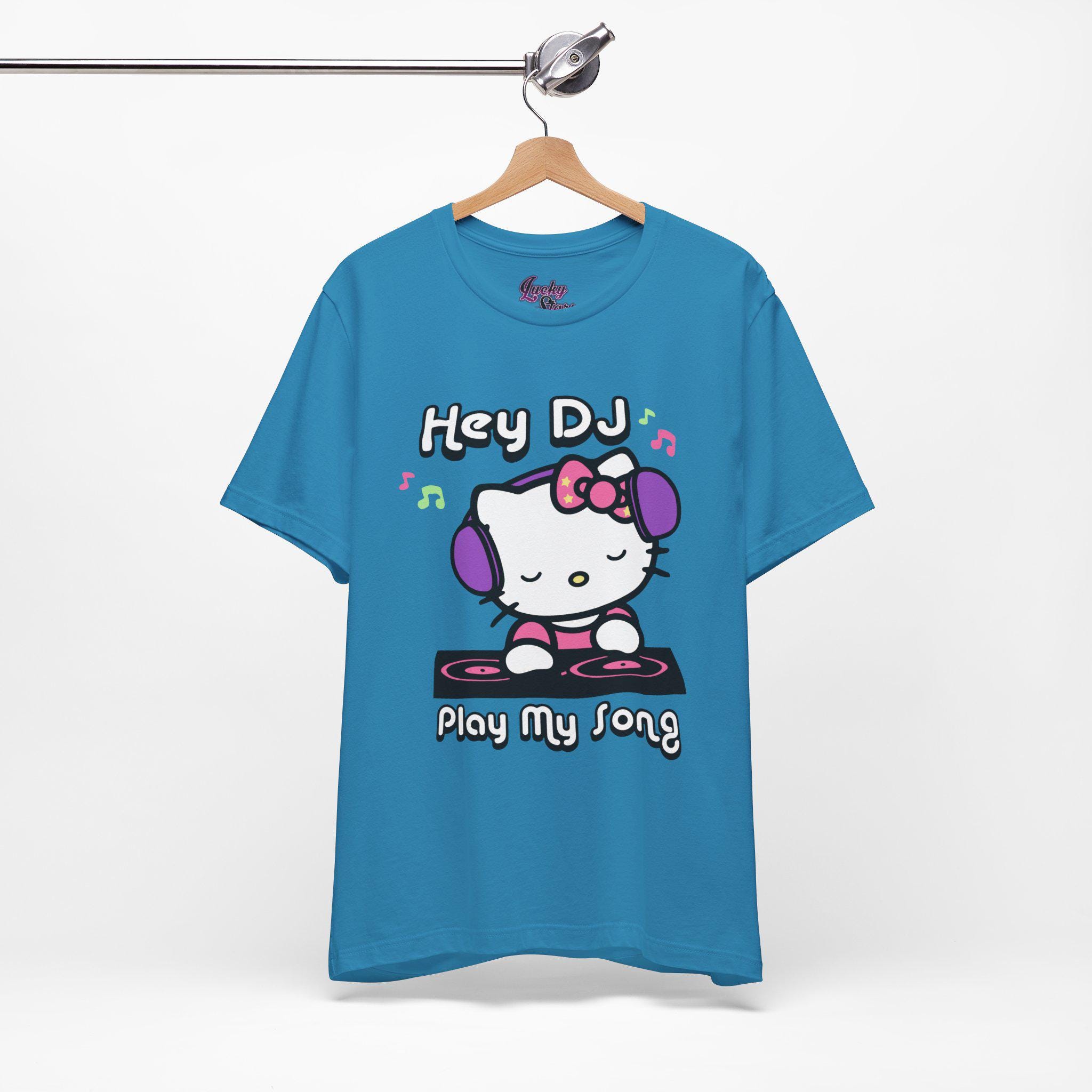 Hey DJ Play My Song Hello Kitty Tee - Unisex Sanrio Scene Emo