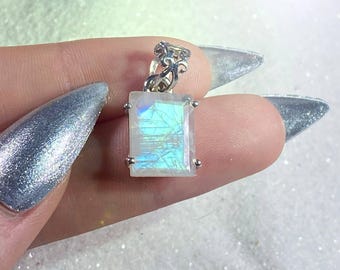 Faceted Rainbow Moonstone Pendant