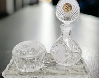 Princess House 24% Lead Crystal Vanity Set Czech Republic