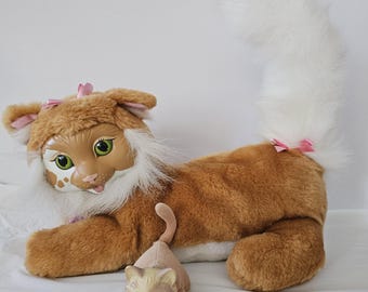 Vintage Hasbro Kitty Surprise Orange Tabby Mother with 1 Kitten Plush Cat