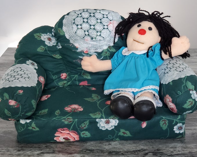 1997 the Big Comfy Couch W/ Molly Doll Plush Set Green Floral Sofa