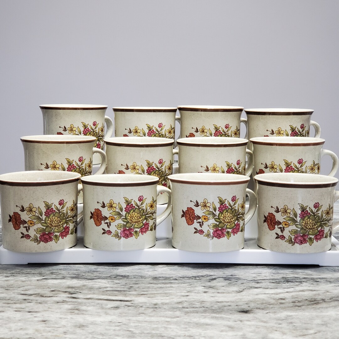 Lot of 4 Royal Doulton Lambeth Stoneware GAIETY Brown Flat Cups 8oz