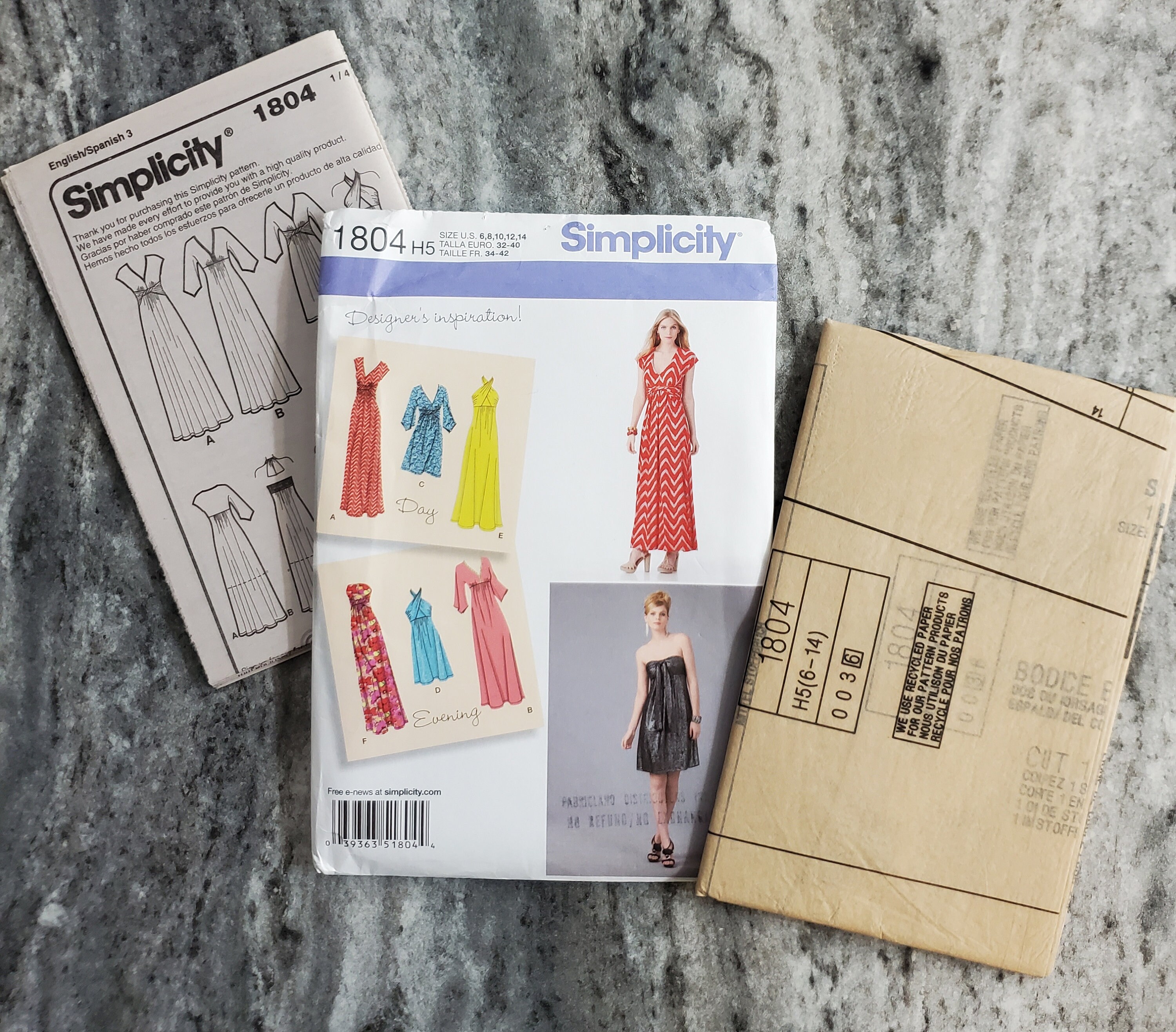 Simplicity R11804 Simplicity 1804 Sewing Pattern Misses' Knit Dresses Two Lengths Sz: 6 ...
