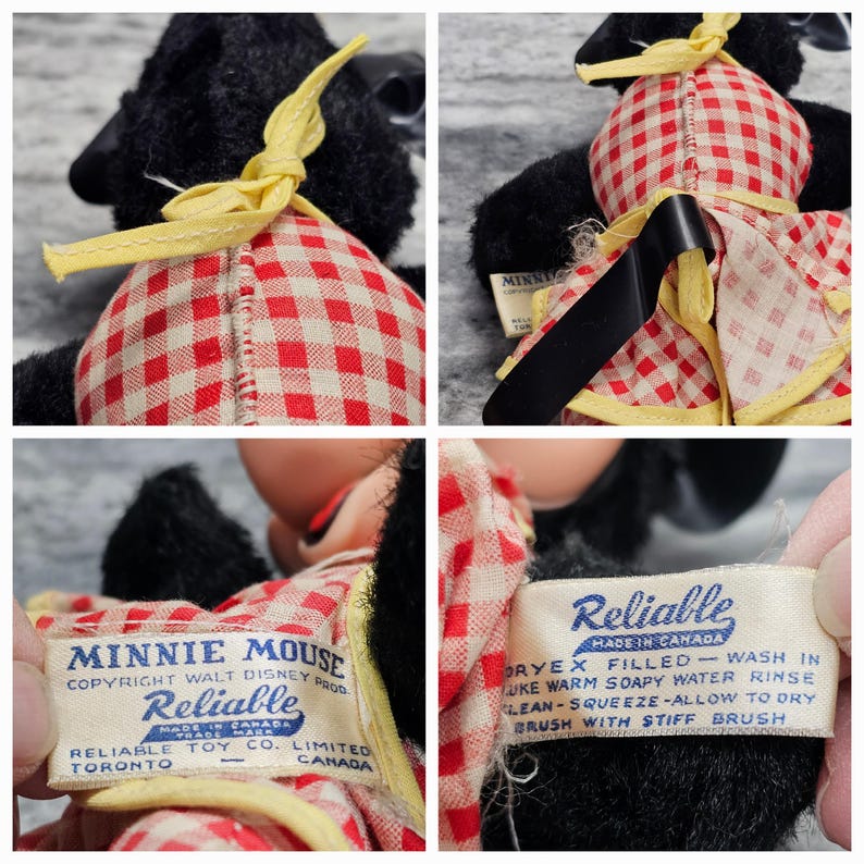 Vintage Walt Disney Minnie Mouse Doll Plush by Reliable Toy Canada image 9
