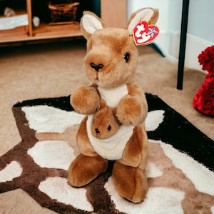 TY Beanie Buddy Plush Pouch the Kangaroo w/ Baby Joey - 2000 Retired w/ tags