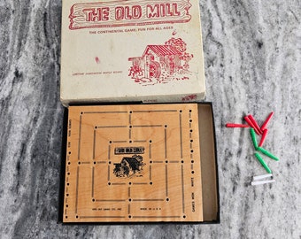 Vintage THE OLD MILL Board Game Hard Maple Are-Jay Game Co - Incomplete