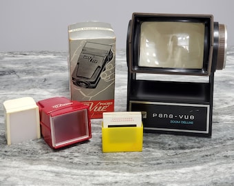 GAF Pana-Vue Zoom Deluxe Lighted Table Top& Micoette Vue Pocket 2x2 Slide Viewer with slides