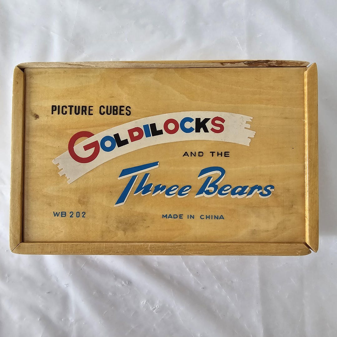 Vintage Goldilocks and the Three Bears Picture Cubes Wooden Puzzle WB ...