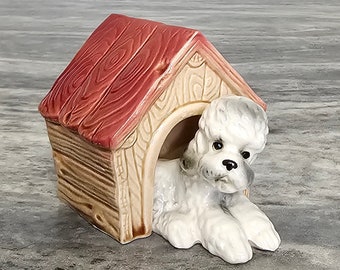 Vintage Dog in Dog House Poodle Novelty Salt and Pepper Shakers Japan