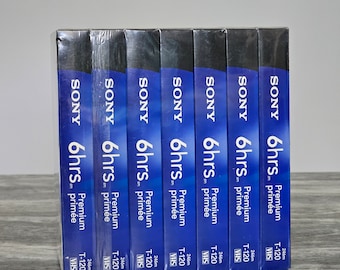 7 Pack SONY T-120 Premium 6-Hour VHS Blank Tapes 246m - VHS Tapes Sealed