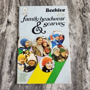 Patons Beehive Book 98 ~ Family Headwear and Scarves by Beehive Knitting Booklet - colorized cover version