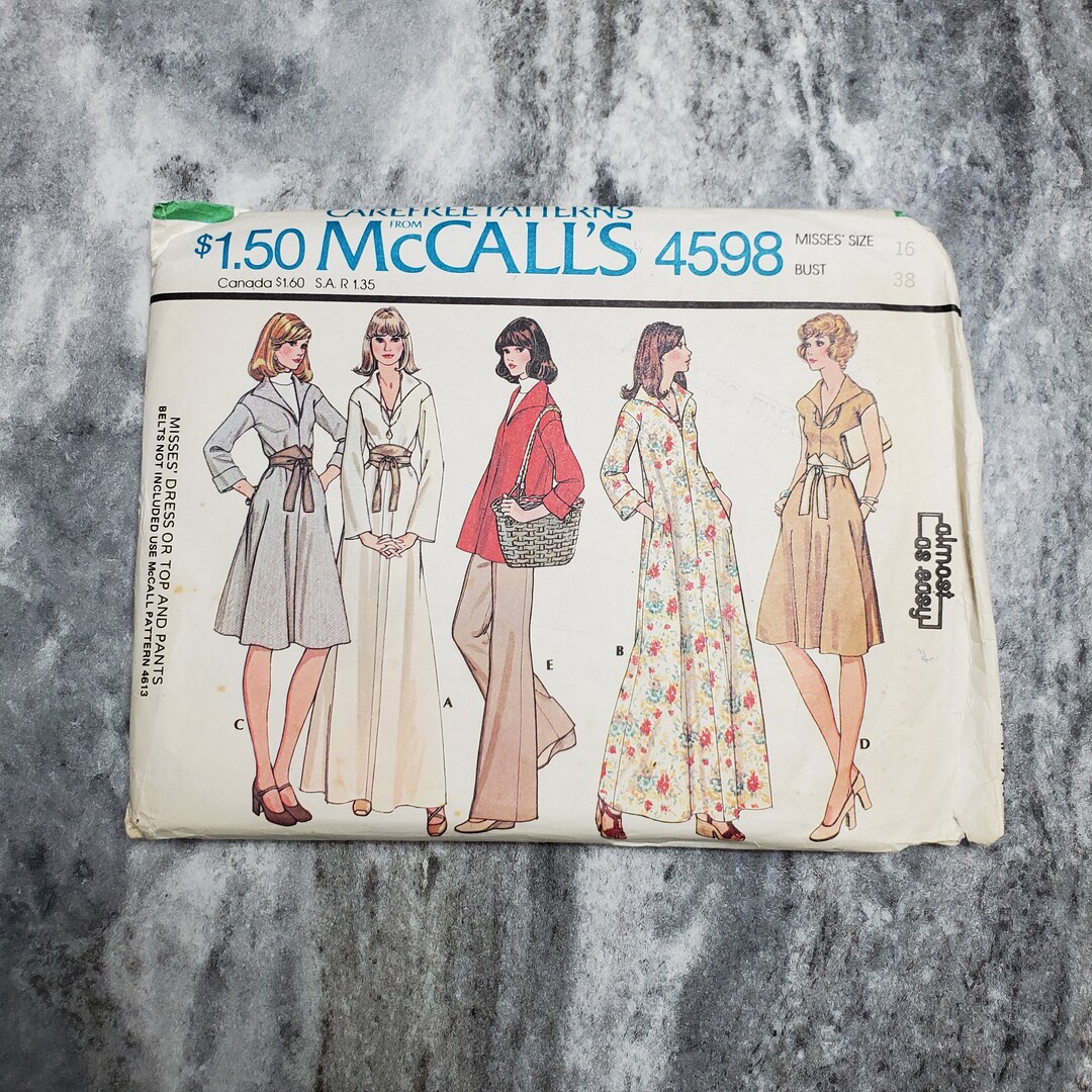 Mccalls 4598 Sewing Pattern Misses Dress, Top and Pants S 16 - UNCUT - Etsy
