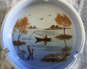 Set of 2 Signed Vintage Ceramic Oversized Ashtrays by Anthony
