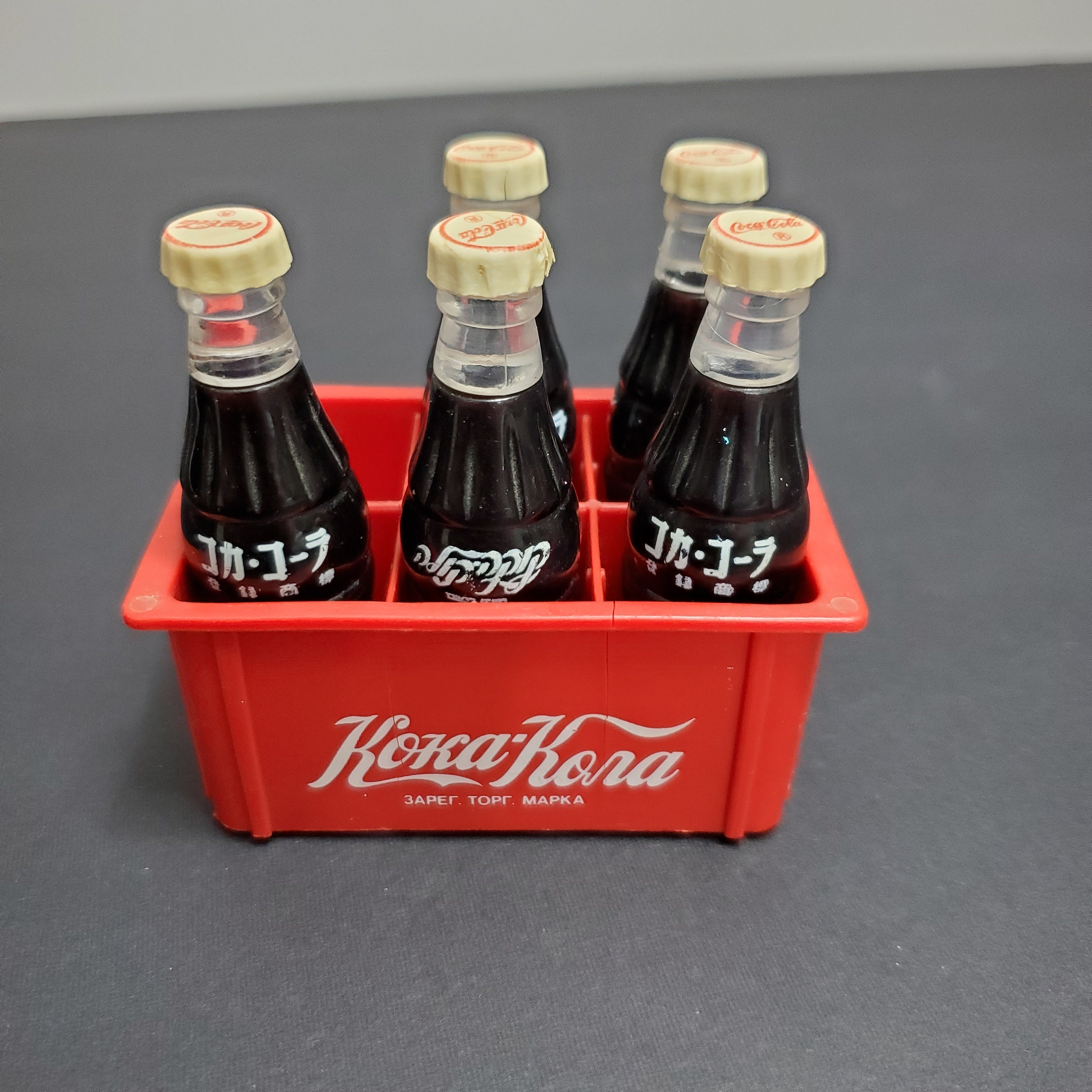 Coca-cola Miniature Bottles With Crate - Ukrainian/japanese