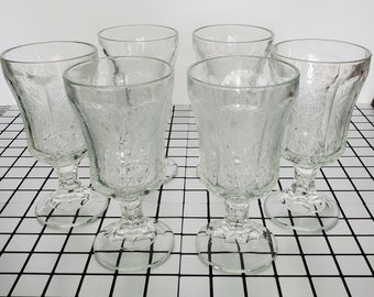 Lot of 3 Recollection Clear by Indiana Glass Water Goblets Wine Glasses 6.5"