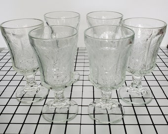 Lot de 2 verres à vin Recollection Clear by Indiana Glass Water Goblets 6.5"