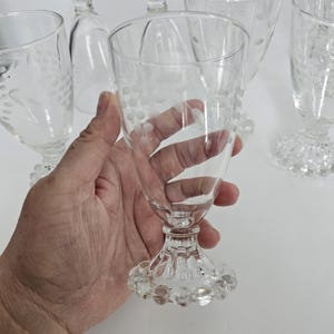 8ct Anchor Hocking Berwick Boopie Clear Grape Etched Water Goblet Glasses - READ - 2 designs