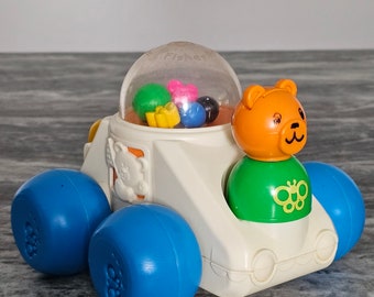 Fisher Price Poppity Pop Car Popping Ball Car Vehicle Toy 1011 w/bear figure 1987
