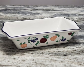 Princess House Exclusive "ORCHARD MEDLEY" Ceramic ~ Loaf Pan Dish 9 1/2" x 6" Bread Pan