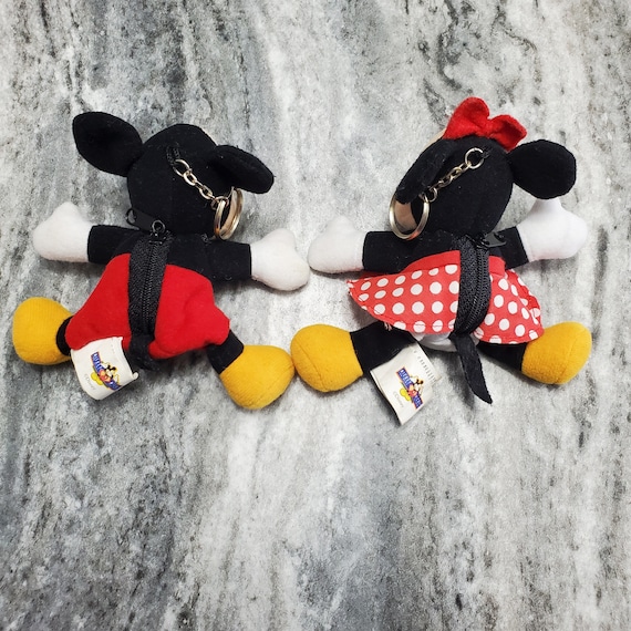 Disney Mickey Mouse Keychain Plush Coin Purse Backpack Clip 