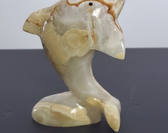 Dolphin Decorative Figurine Onyx Marble Style 4.5" Small Dolphin Figurine