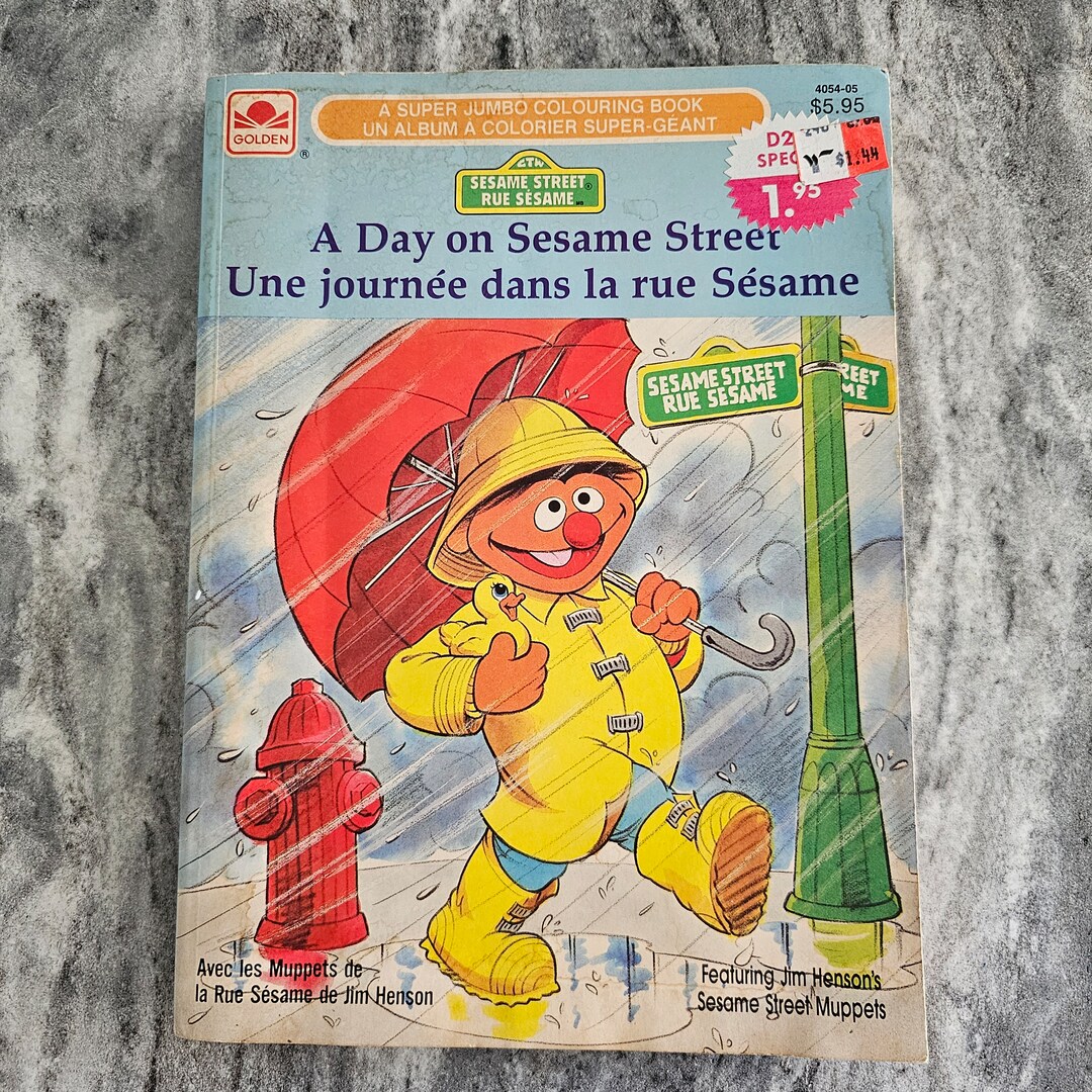 Vintage Golden 1987 Sesame Street A Day on Sesame Street Jumbo Coloring