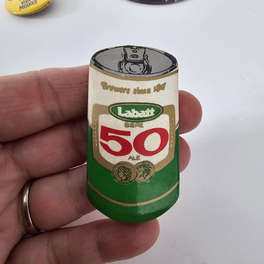 Vintergön Rabatt Vintage Labatt 50 Ale Beer Can Shaped Pinback Button - Canadian Beer ...