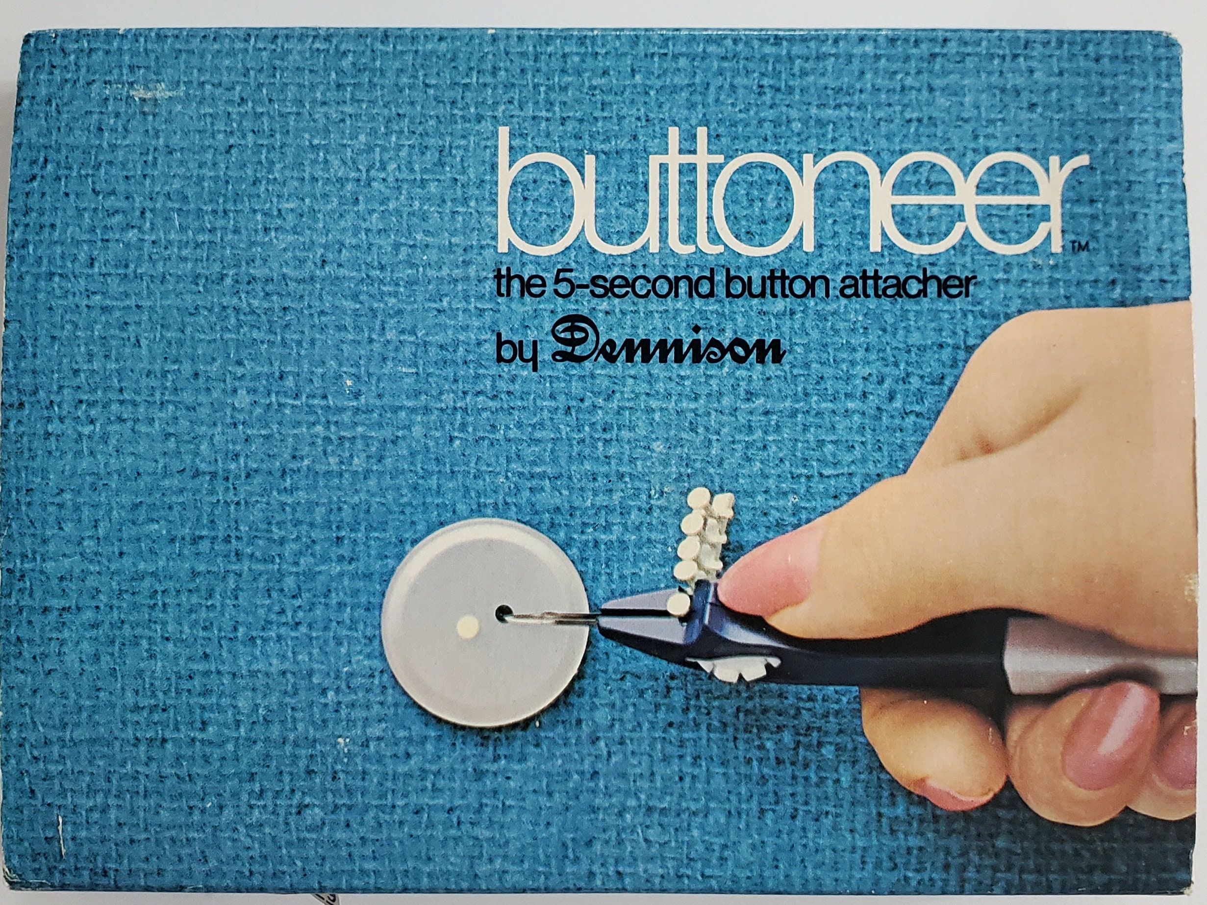 1970s Buttoneer by Dennison 5-second Button Attacher Tool Set Crafts 