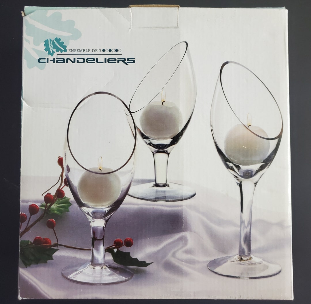 Verdici Design Glass Graduated Height Votive Candle Holders New Open