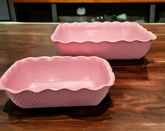 Vintage Continental Carlisle Pink Melamine Set of 2 Rectangle Serving Dishes