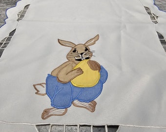 Easter Bunny Embroidered Applique Table Runner Tablecloth  15X35in - 100% Polyester