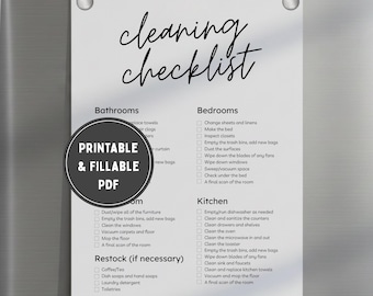 Lista de verificação para limpeza profunda (imprimível) | Lista de limpeza editável por cômodo para TDAH | Lista de limpeza de uma página | Download digital