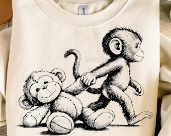 Querido Macaco Socador SVG PNG, Macaco Socador Tendência PNG, Macaco Bebê Viral Inspirado PNG, Ilustração Emocional de Brinquedo de Pelúcia