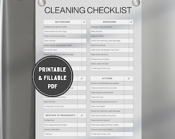 Deep Cleaning Schedule Checklist Printable | Room by Room Editable Cleaning Checklist ADHD | One Page Cleaning List | Digital Download