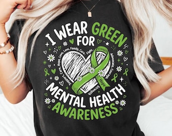 Arquivo SVG e PNG "Eu Visto Verde" para Conscientização sobre Saúde Mental, Design de Apoio à Saúde Mental, Gráfico de Conscientização sobre Ansiedade e Depressão, Arquivo para Cricut