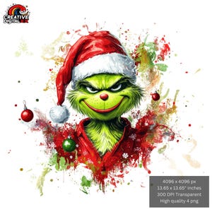 Christmas Villain Png, Digital Design Art file sublimation - Christmas Digital PNG Download, High Resolution, Grinch Christmas, Green Grinch