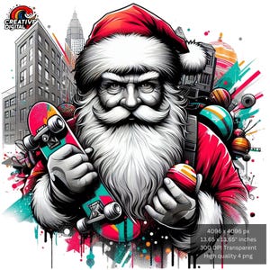 4 Santa Christmas PNG, Urban Santa PNG, Vintage Merry Christmas PNG, Xmas Holiday Sublimation- High Resolution- Instant Digital Png Download