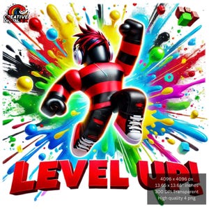 Roblox Level Up PNG, Roblox Boys, Digital Download, Roblox PNG, PNG Instant Download, Cute Stickers, Cartoon Characters Instant Download