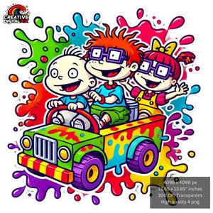 Rug rats PNG, Rugrat Cartoon PNG for Sublimation, Colourful Cartoonic Digital T-shirt Design File, High Resolution, Instant Digital Download