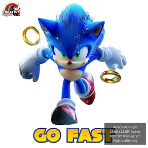 Go Fast Hedgehog Cartoon Sonic Png Vibrant Colors Digital Design Art file for sublimation -Instant Digital PNG Download - High Resolution
