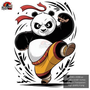 Cute Cartoon Panda PNG | Martial Arts Fighting Stance | Funny Cartoon Character PNG | Panda Warrior Illustration | High Quality Transparent