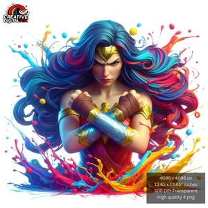 4 PNG Wonder Png Woman png files for sublimation - High Resolution - Superheroes T-shirt Printing - Instant download- Movies Animated Design
