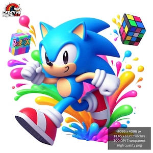 Roblox Style Hedgehog Cartoon Sonic Png Vibrant Colors Digital Design Art file for sublimation-Instant Digital PNG Download -High Resolution